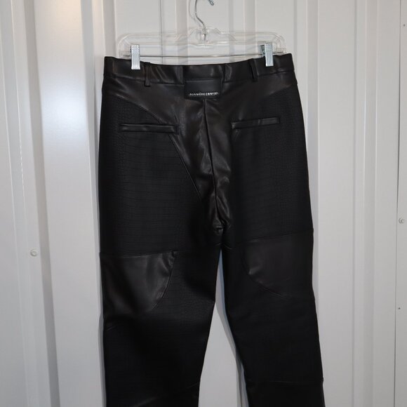 Maniere De Voir Womens Vegan Leather Croc Embossed Lace Up Pants Size 12 NWT - Picture 4 of 13